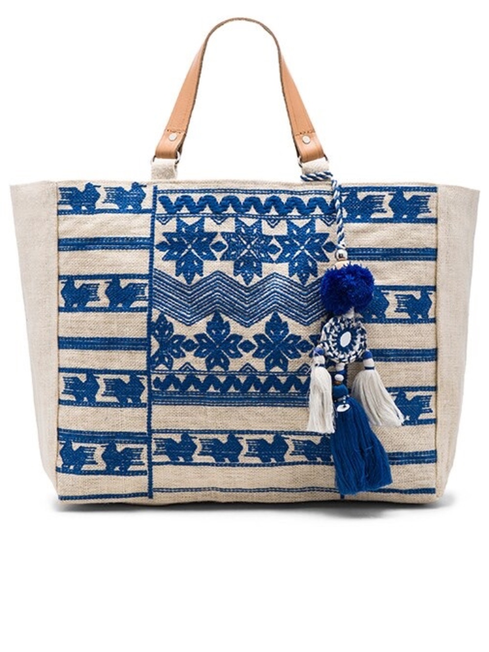 NWOT STAR MELA Leila Embroidered Bag in Ivory & Blue